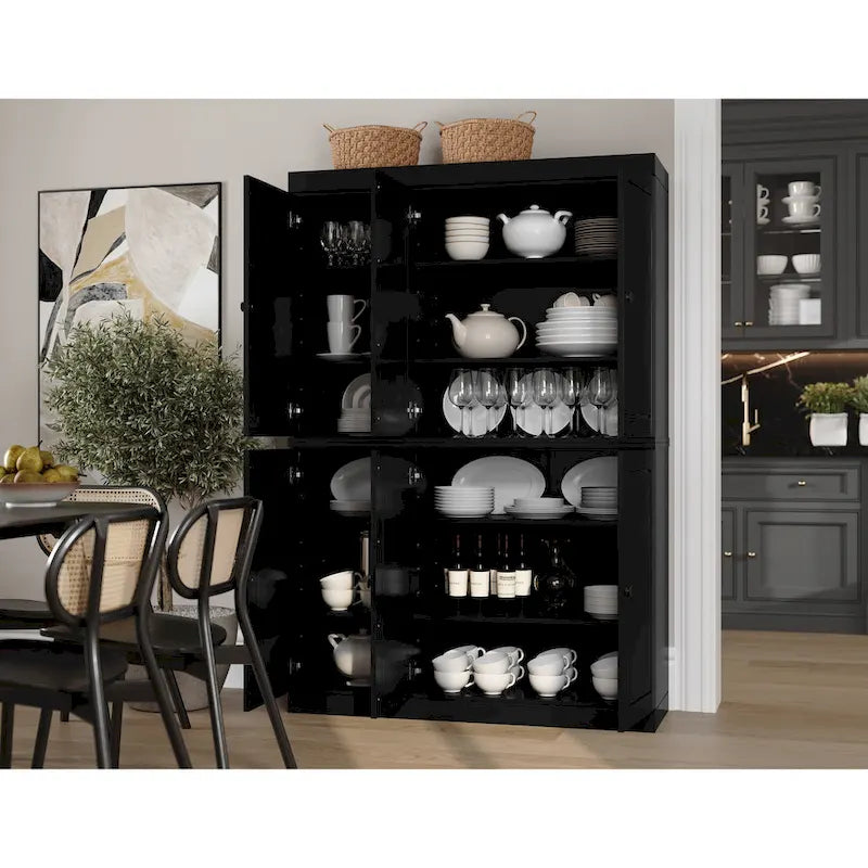 100 % Massivholz Küchenschrank 123 cm (48,5") mit Glas- oder Massivholztüren und verstellbaren Einlegeböden