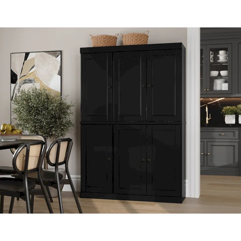 100 % Massivholz Küchenschrank 123 cm (48,5") mit Glas- oder Massivholztüren und verstellbaren Einlegeböden