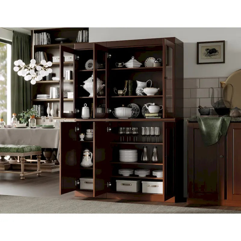 100 % Massivholz Küchenschrank 123 cm (48,5") mit Glas- oder Massivholztüren und verstellbaren Einlegeböden