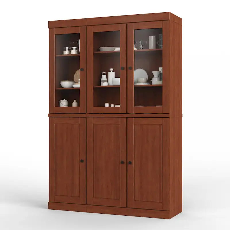 100 % Massivholz Küchenschrank 123 cm (48,5") mit Glas- oder Massivholztüren und verstellbaren Einlegeböden