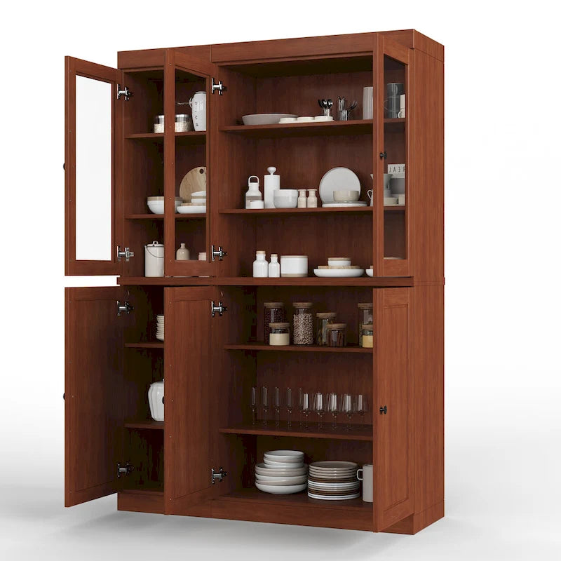 100 % Massivholz Küchenschrank 123 cm (48,5") mit Glas- oder Massivholztüren und verstellbaren Einlegeböden