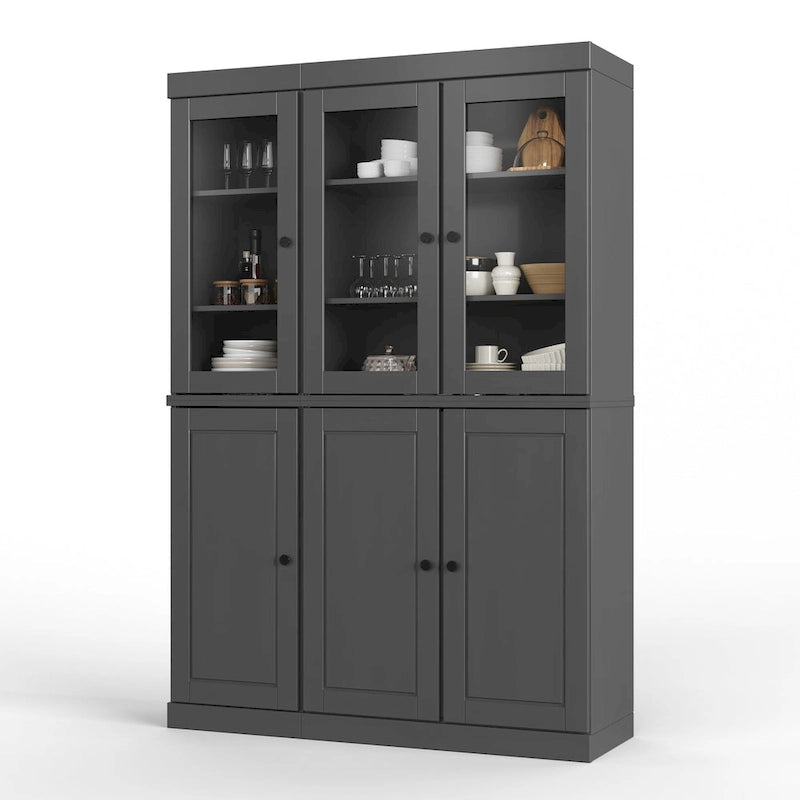 100 % Massivholz Küchenschrank 123 cm (48,5") mit Glas- oder Massivholztüren und verstellbaren Einlegeböden