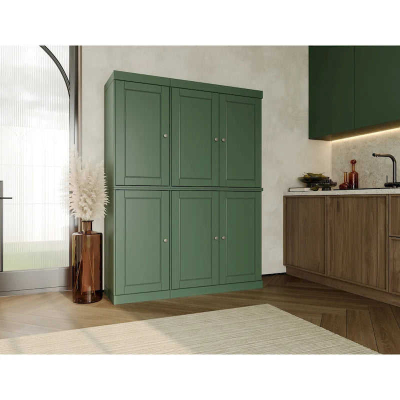 100 % Massivholz Küchenschrank 123 cm (48,5") mit Glas- oder Massivholztüren und verstellbaren Einlegeböden