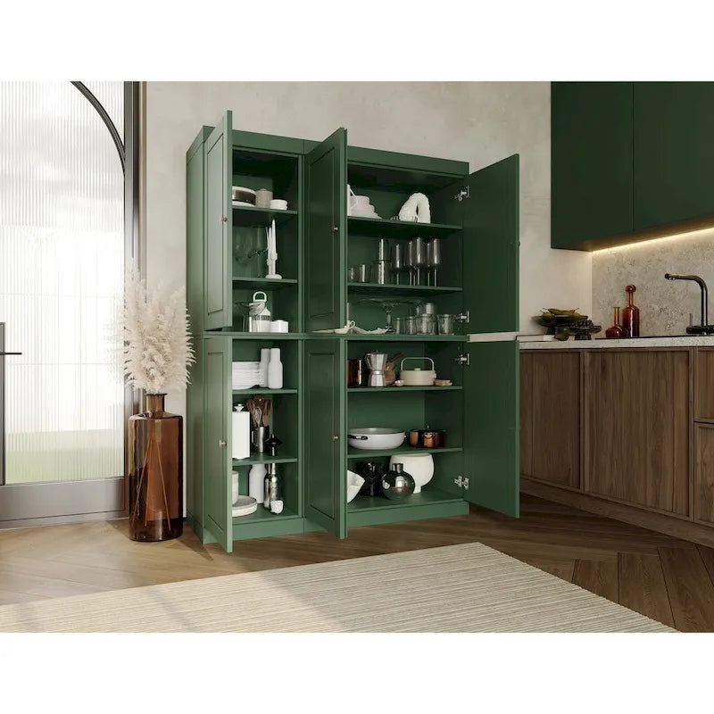 100 % Massivholz Küchenschrank 123 cm (48,5") mit Glas- oder Massivholztüren und verstellbaren Einlegeböden