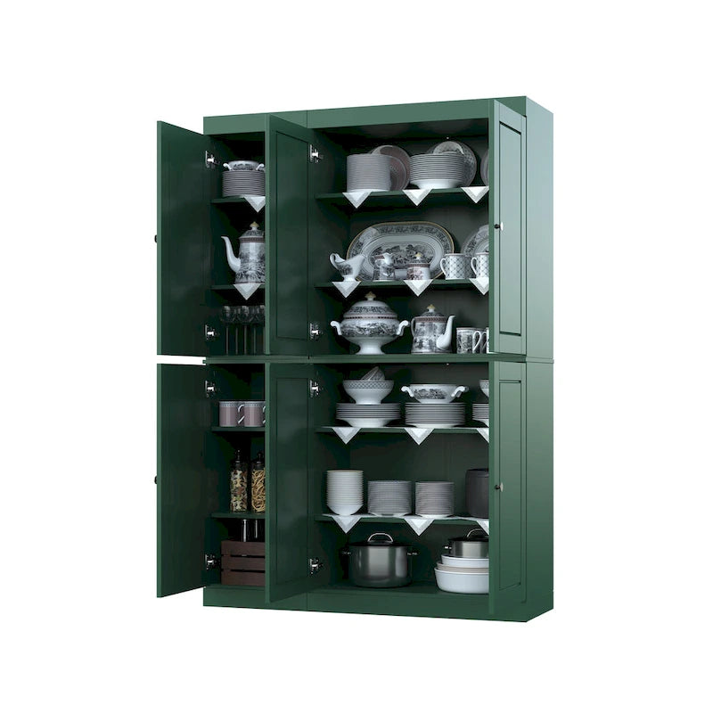 100 % Massivholz Küchenschrank 123 cm (48,5") mit Glas- oder Massivholztüren und verstellbaren Einlegeböden