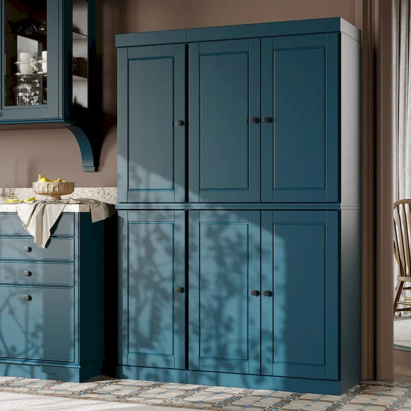 100 % Massivholz Küchenschrank 123 cm (48,5") mit Glas- oder Massivholztüren und verstellbaren Einlegeböden