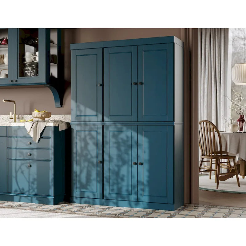 100 % Massivholz Küchenschrank 123 cm (48,5") mit Glas- oder Massivholztüren und verstellbaren Einlegeböden