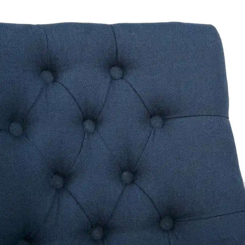 Gepolsterter Esszimmerstuhl aus Leinenstoff mit Knopfheftung
