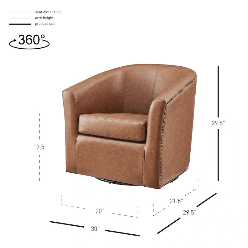 360°-drehbarer Sessel mit Nagelverzierung