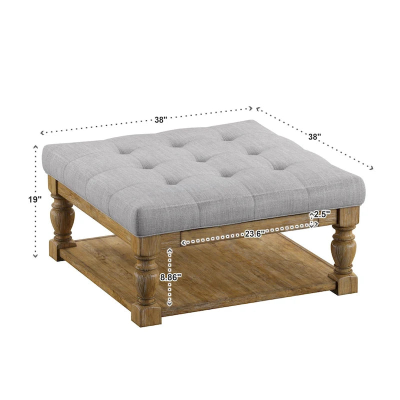 Kiefern-Ottoman-Couchtisch