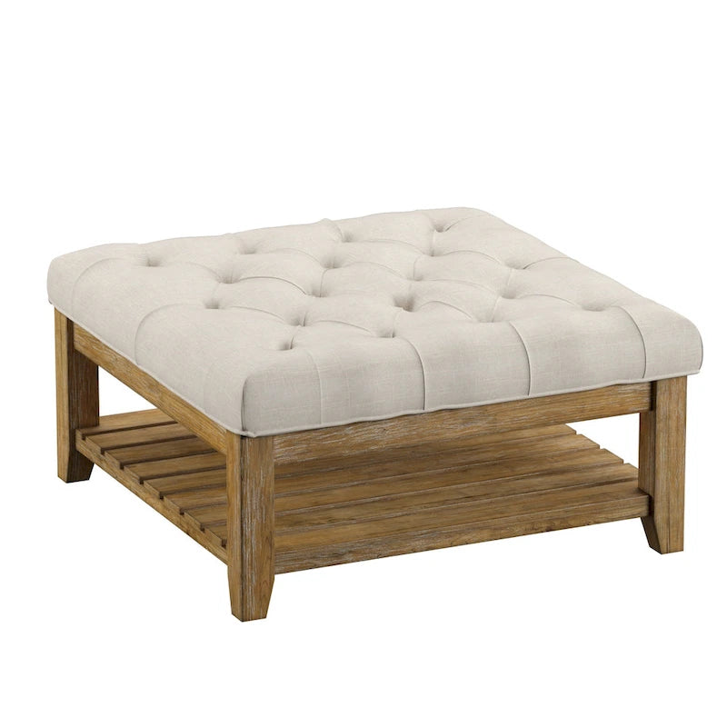 Kiefern-Ottoman-Couchtisch