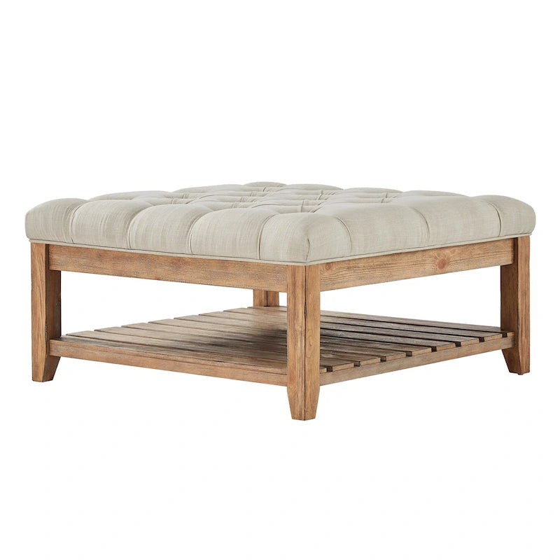 Kiefern-Ottoman-Couchtisch
