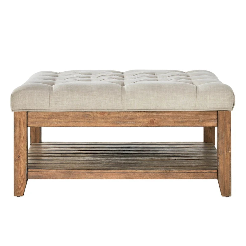 Kiefern-Ottoman-Couchtisch