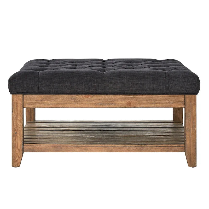 Kiefern-Ottoman-Couchtisch