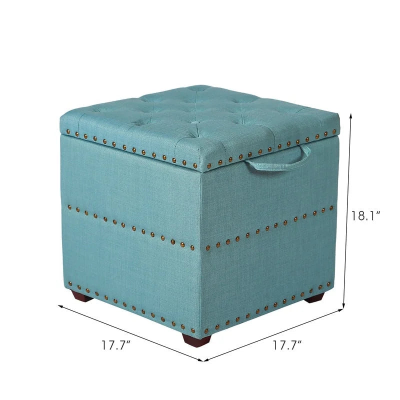 Quadratischer Stoffhocker mit Tablett