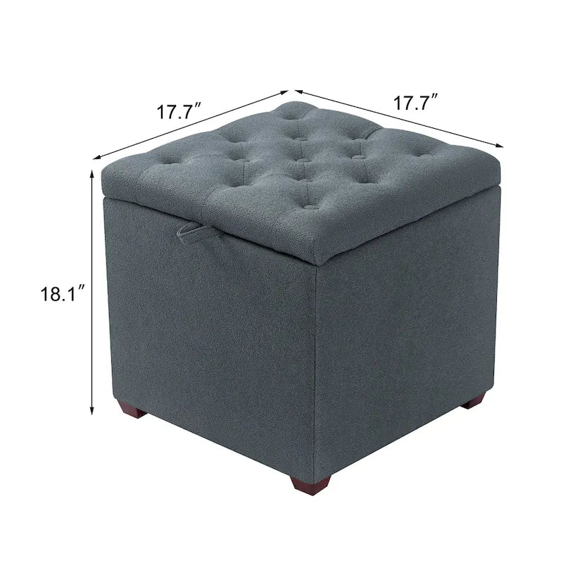 Quadratischer Stoffhocker mit Tablett