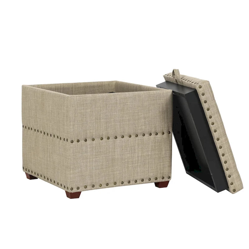 Quadratischer Stoffhocker mit Tablett