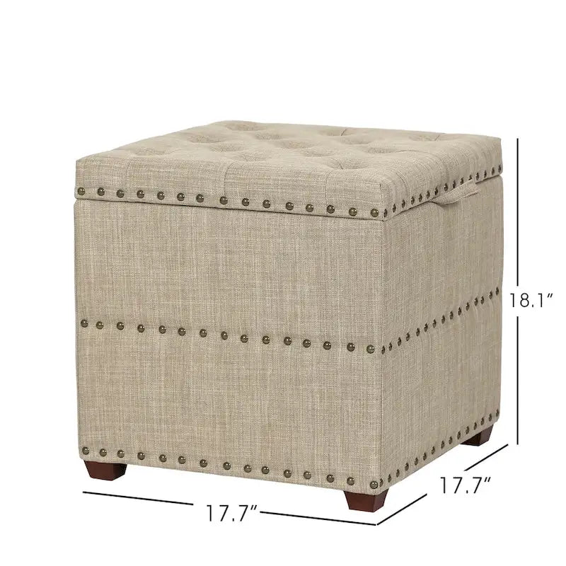 Quadratischer Stoffhocker mit Tablett