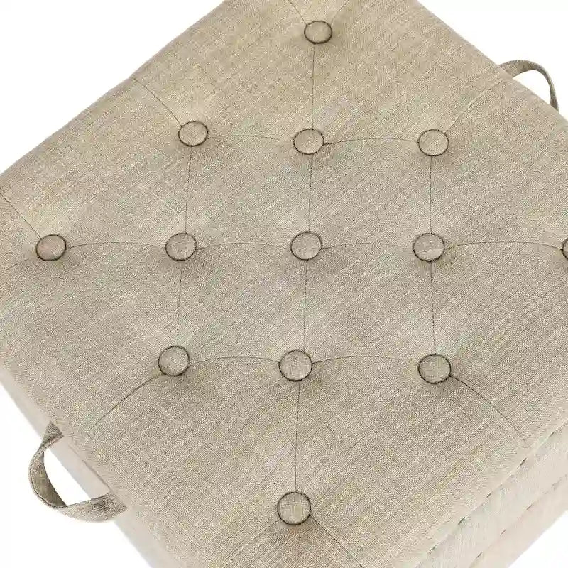 Quadratischer Stoffhocker mit Tablett