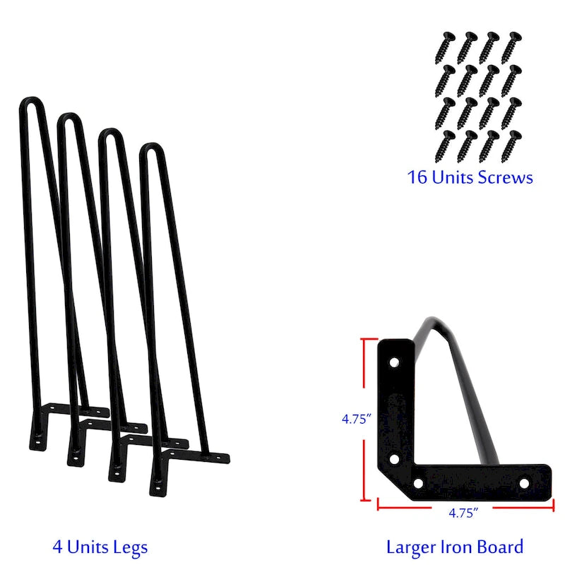 4er-Set Hairpin-Tischbeine aus Metall, Möbelfüße
