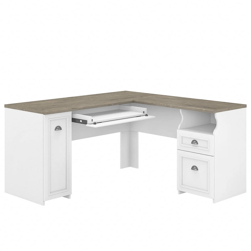 60W Eckschreibtisch mit Schubladen und Schrank