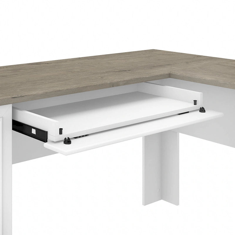 60W Eckschreibtisch mit Schubladen und Schrank