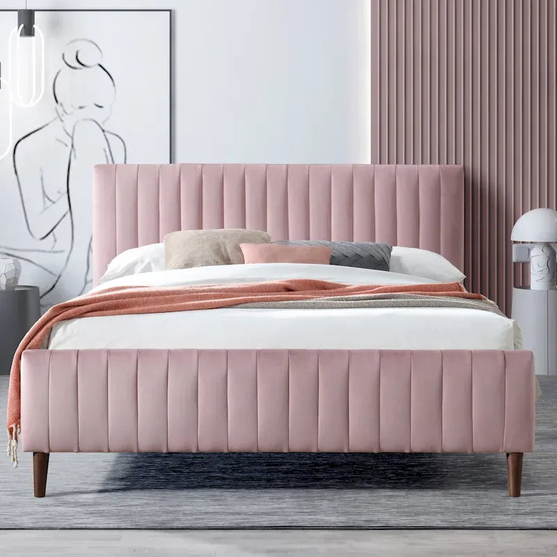Gepolstertes Queen-Size-Plattformbett