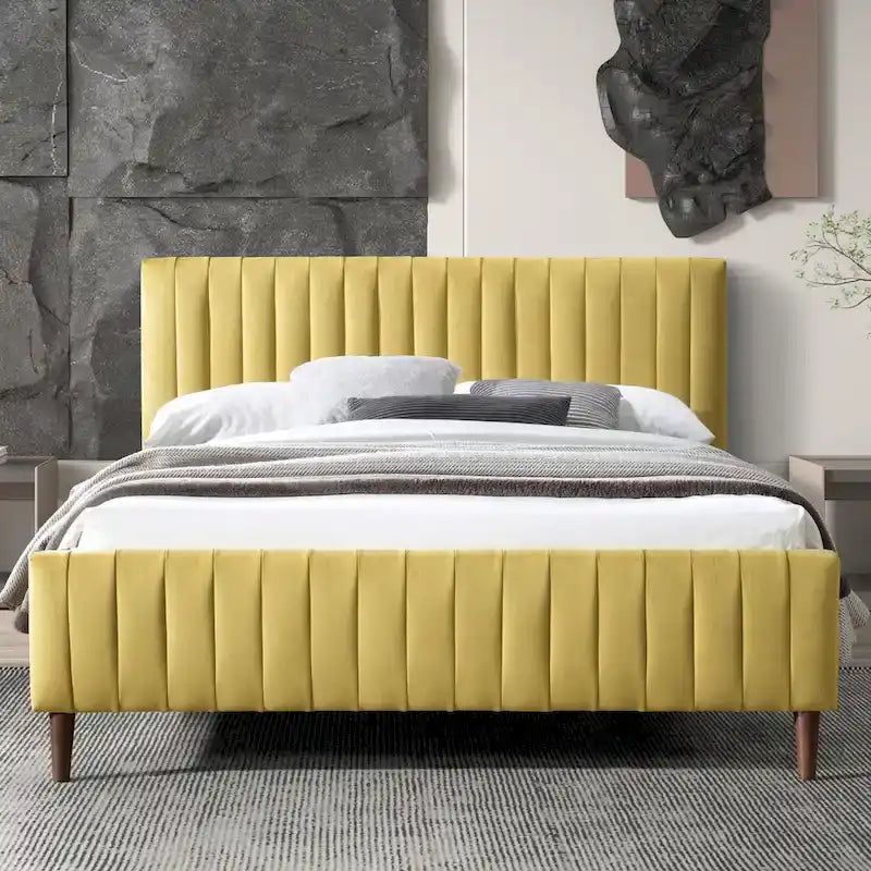 Gepolstertes Queen-Size-Plattformbett