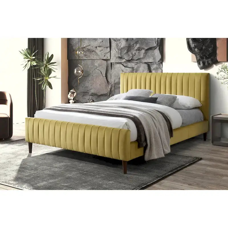 Gepolstertes Queen-Size-Plattformbett