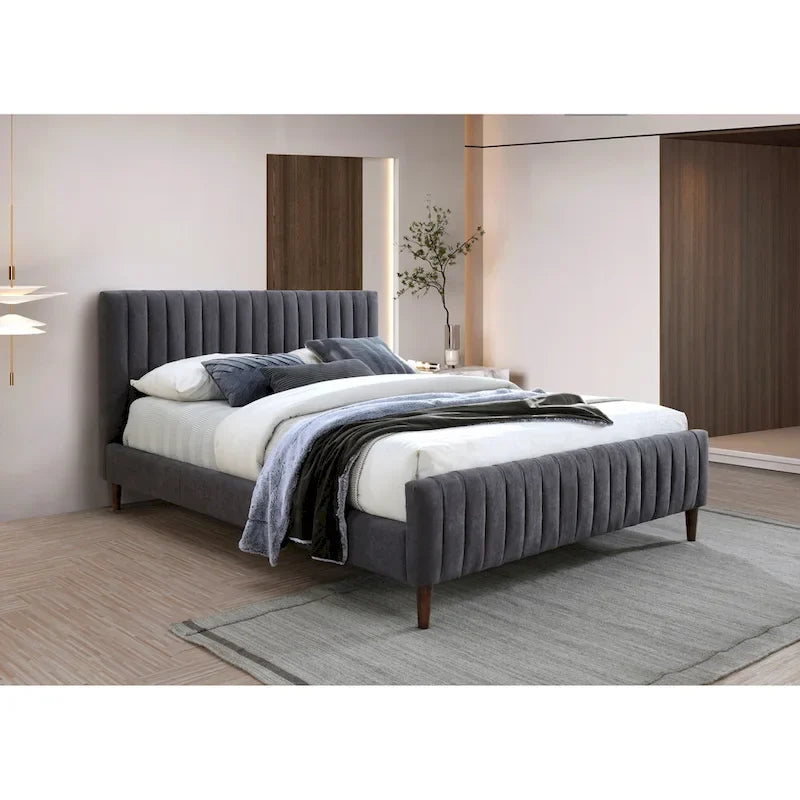 Gepolstertes Queen-Size-Plattformbett