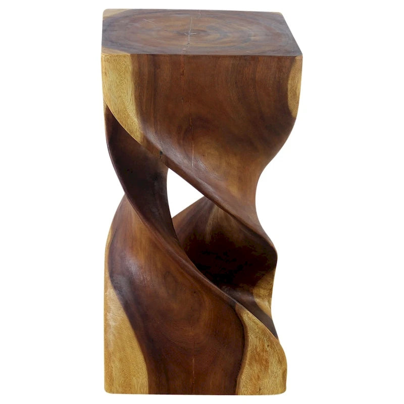 Massivholz Hocker/Beistelltisch mit doppelter Drehung 12" x 23" – Eiche geölt