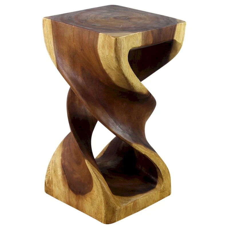 Massivholz Hocker/Beistelltisch mit doppelter Drehung 12" x 23" – Eiche geölt
