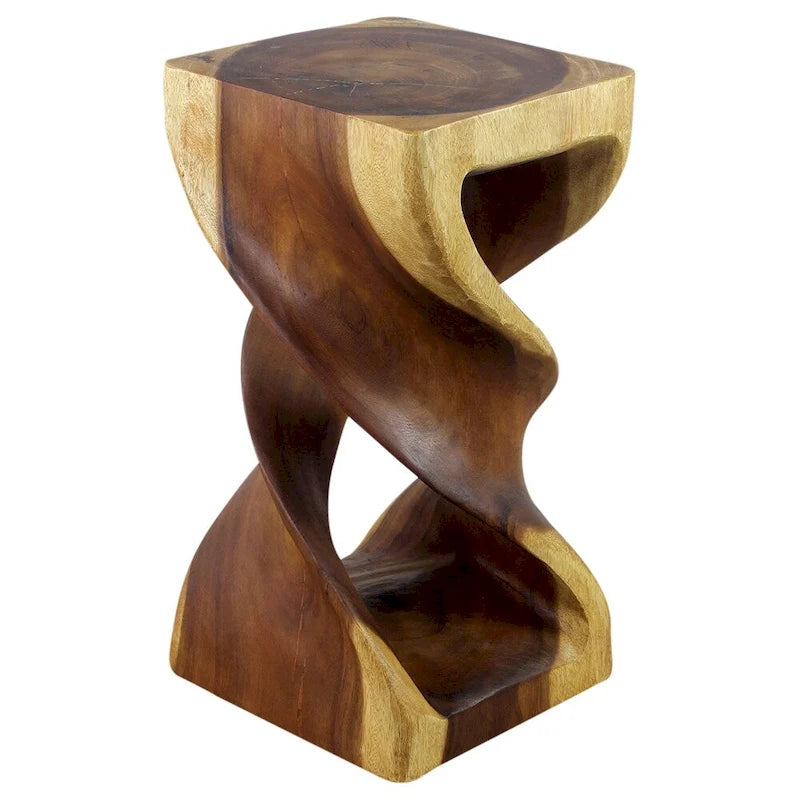 Massivholz Hocker/Beistelltisch mit doppelter Drehung 12" x 23" – Eiche geölt