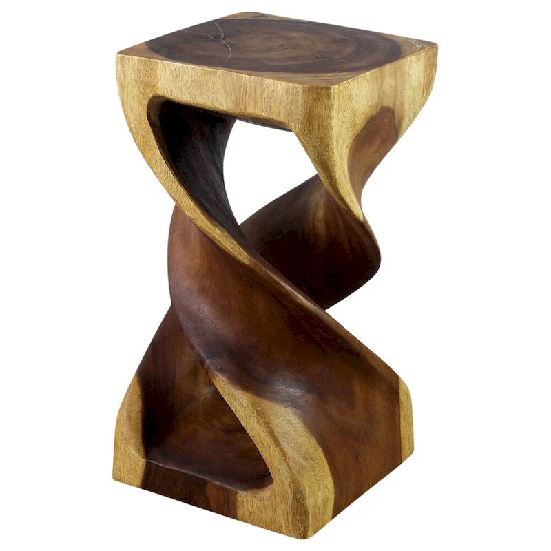 Massivholz Hocker/Beistelltisch mit doppelter Drehung 12" x 23" – Eiche geölt