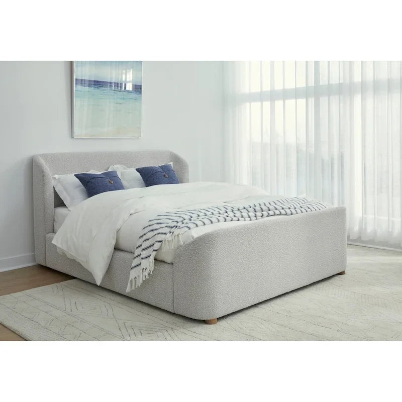 Polsterbett mit Plattform in Cotton Ball Bouclé