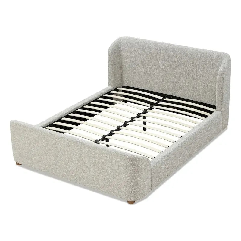 Polsterbett mit Plattform in Cotton Ball Bouclé