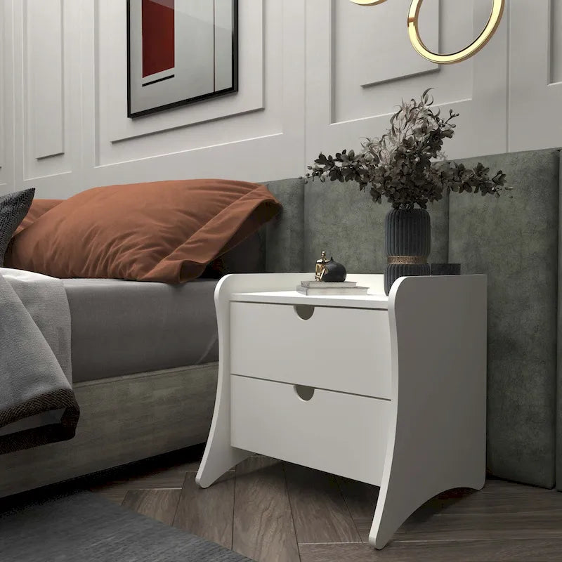 Nachttisch mit 2 Schubladen im Mid-Century Modern-Stil