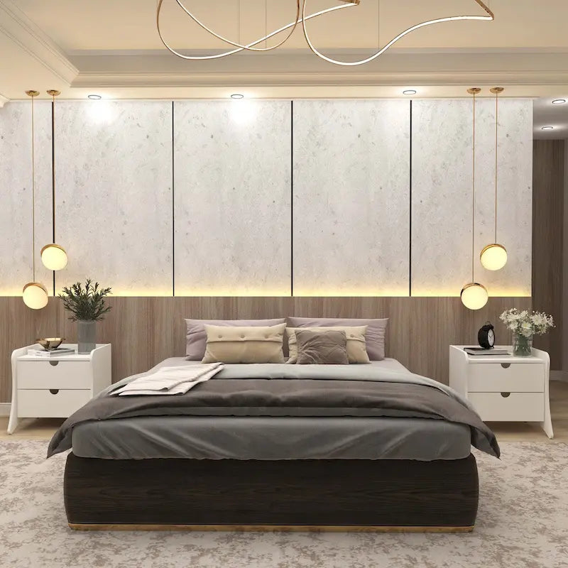 Nachttisch mit 2 Schubladen im Mid-Century Modern-Stil