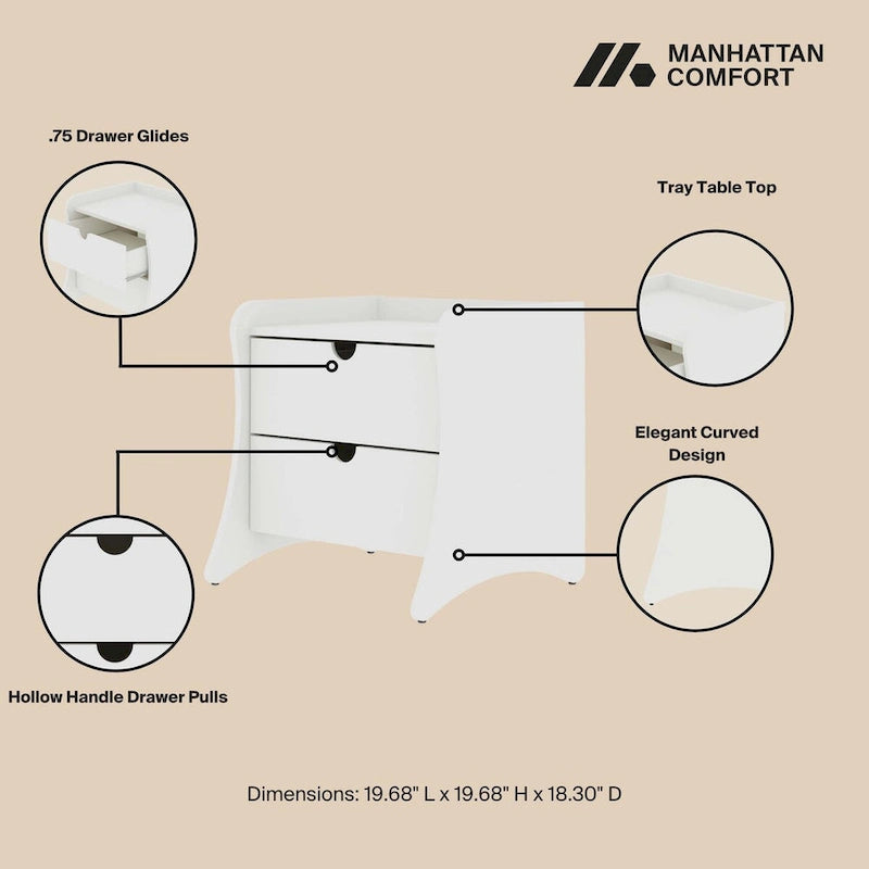 Nachttisch mit 2 Schubladen im Mid-Century Modern-Stil