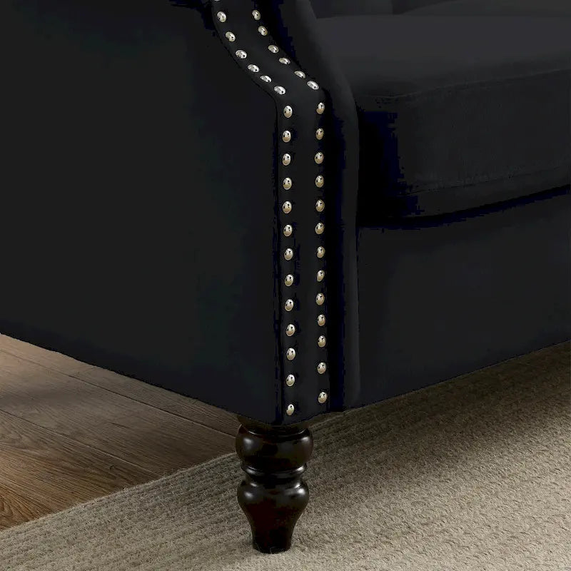 Chesterfield 3-Sitzer Polstersofa mit Zierheftung, Rollarmlehnen und Nagelbesatz
