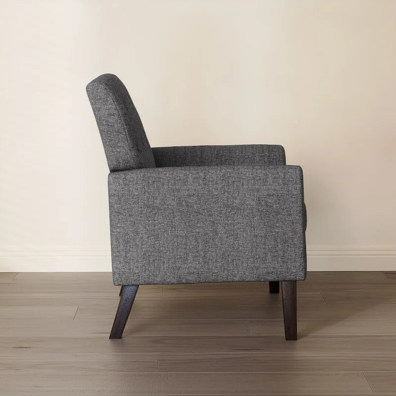 Mid-Century Modern Akzentstuhl-Set mit Leinenbezug und Knopfheftung, 2er-Set