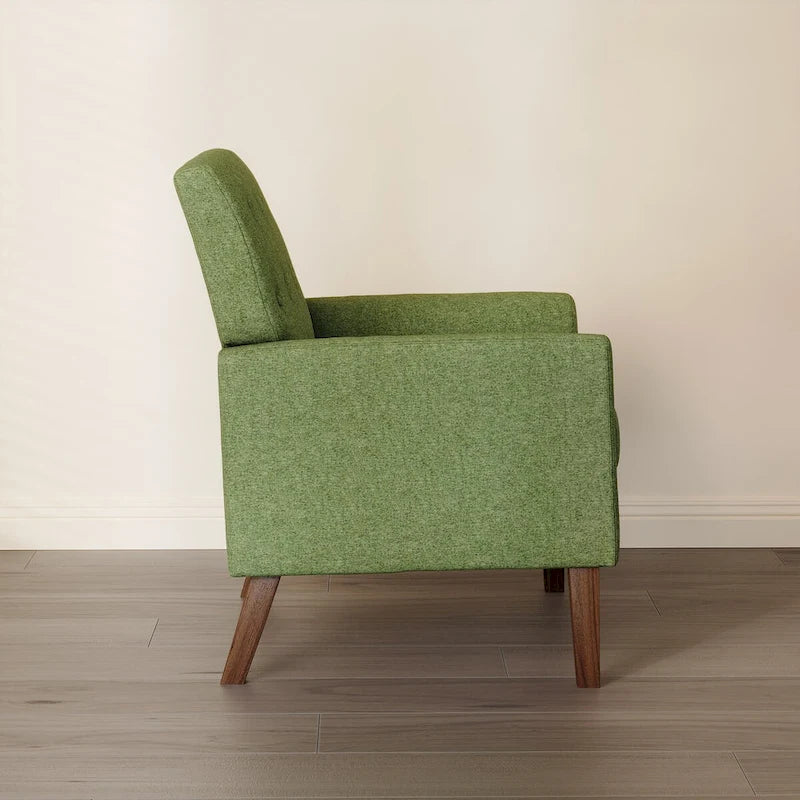 Mid-Century Modern Akzentstuhl-Set mit Leinenbezug und Knopfheftung, 2er-Set