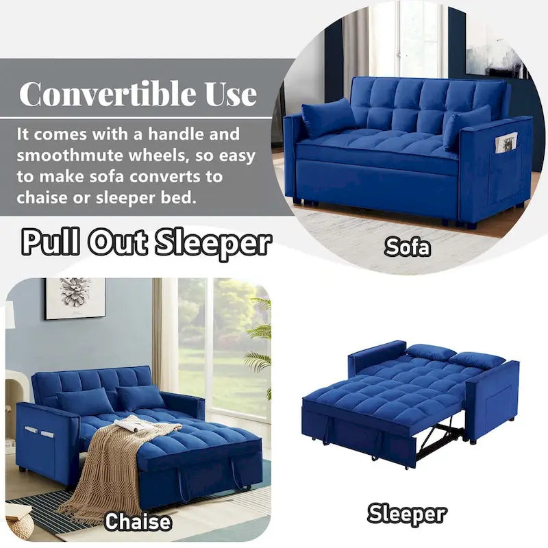Samt-Schlafsofa-Loveseat mit Seitenfach