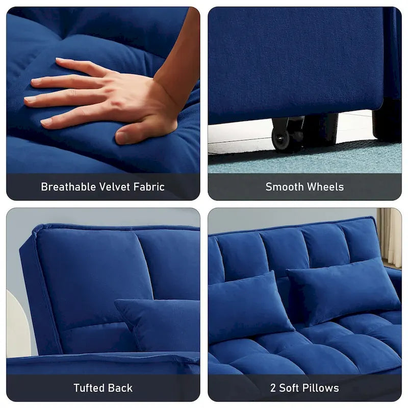 Samt-Schlafsofa-Loveseat mit Seitenfach