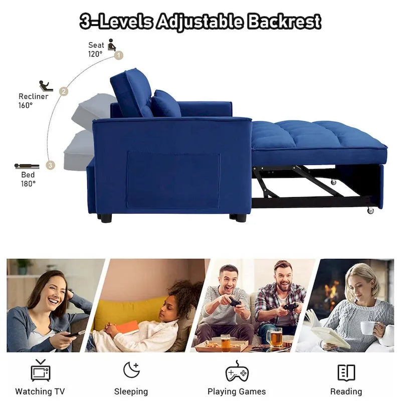 Samt-Schlafsofa-Loveseat mit Seitenfach