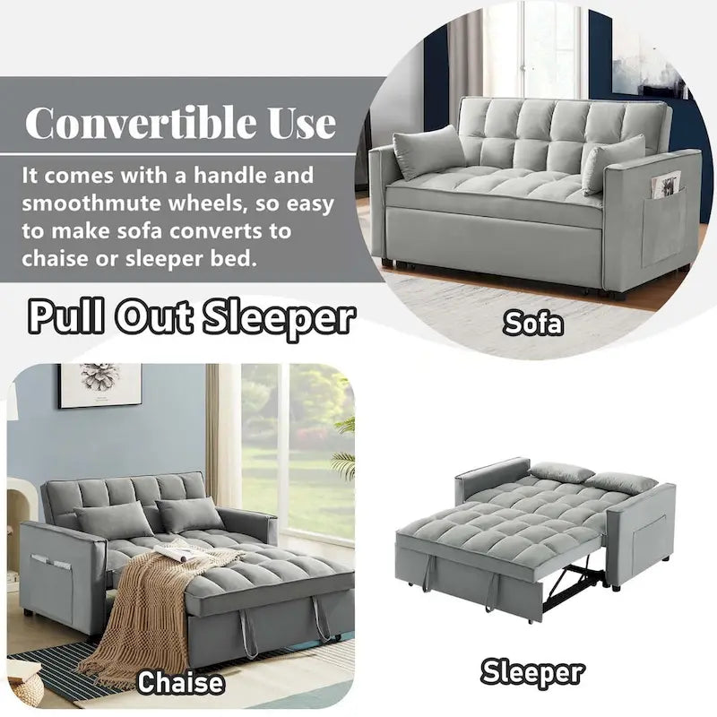 Samt-Schlafsofa-Loveseat mit Seitenfach