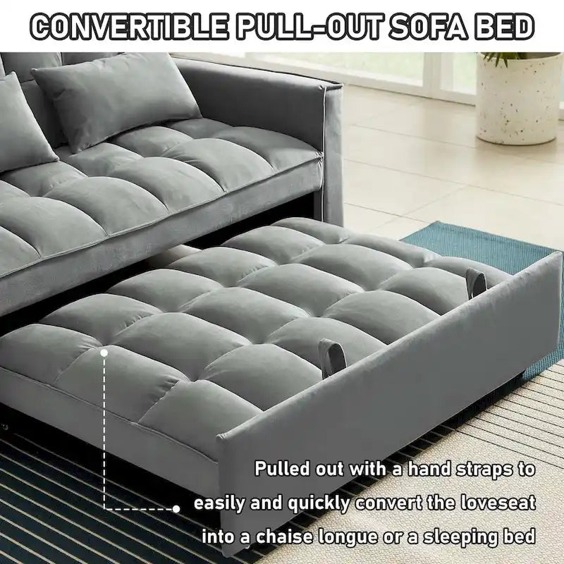 Samt-Schlafsofa-Loveseat mit Seitenfach