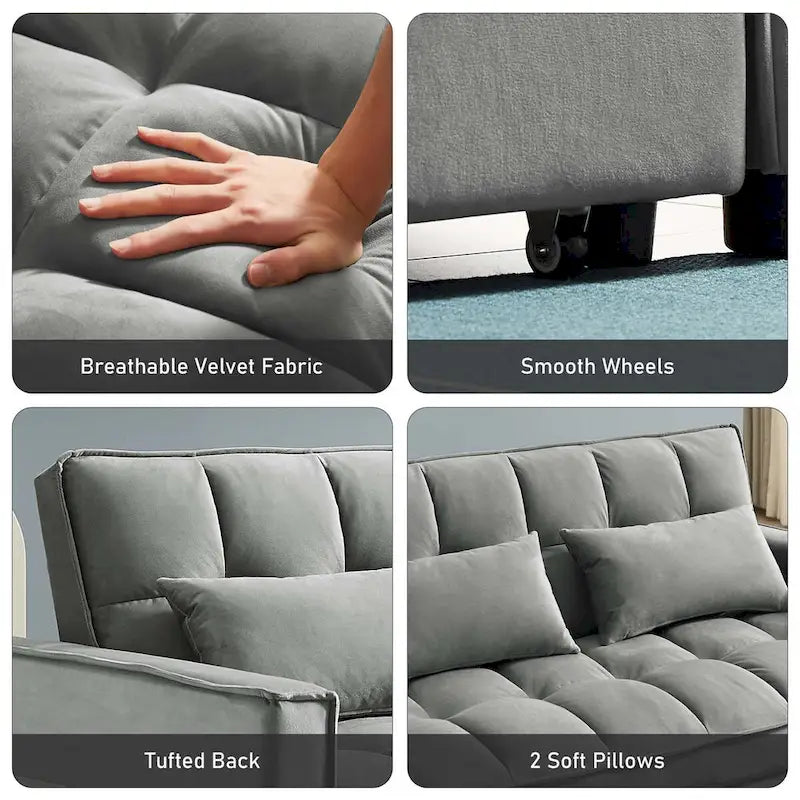 Samt-Schlafsofa-Loveseat mit Seitenfach