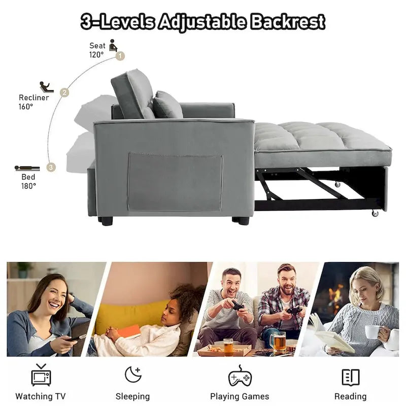 Samt-Schlafsofa-Loveseat mit Seitenfach
