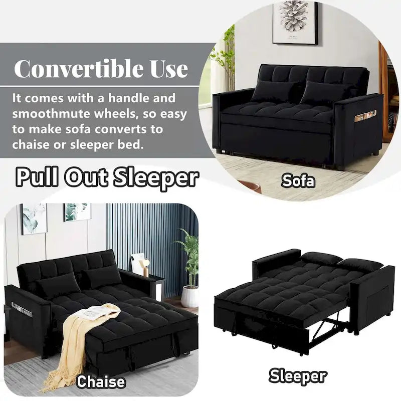 Samt-Schlafsofa-Loveseat mit Seitenfach